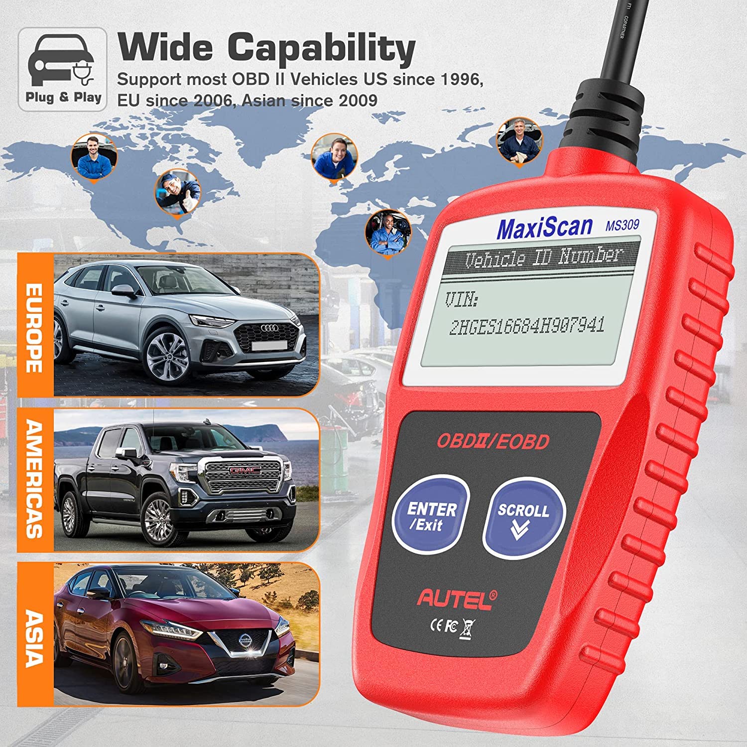Buy Autel MaxiScan MS309 OBD2 Code Reader, Check Engine Fault, Check