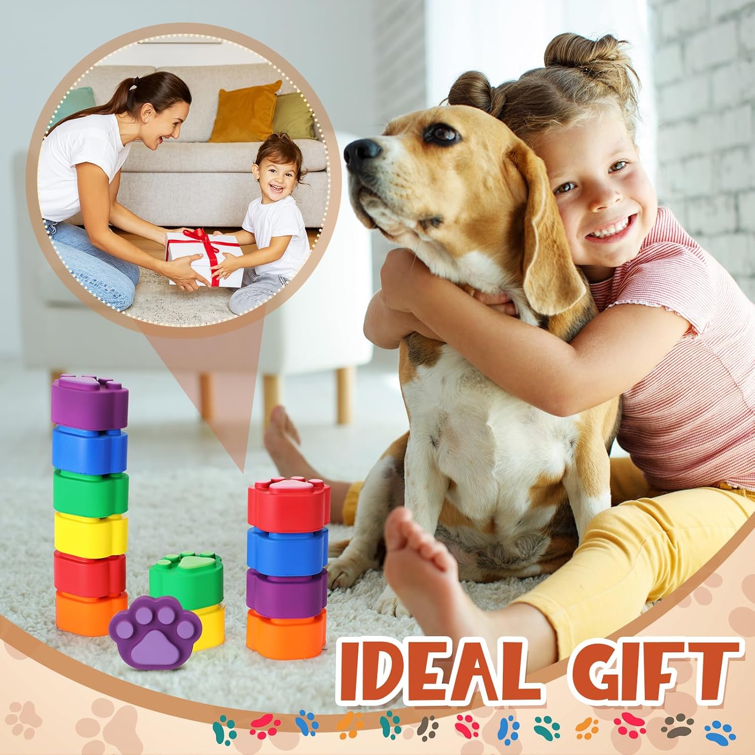 Wettarn 12 Pcs Cat Paw Foam Fidget Toys Dog Paw Party Favors Sensory Colorful Squeeze Stress Balls for Relief Adults Gift Autism Classroom Award Prizes Party Supplies,2.8 x 2.2 Inch