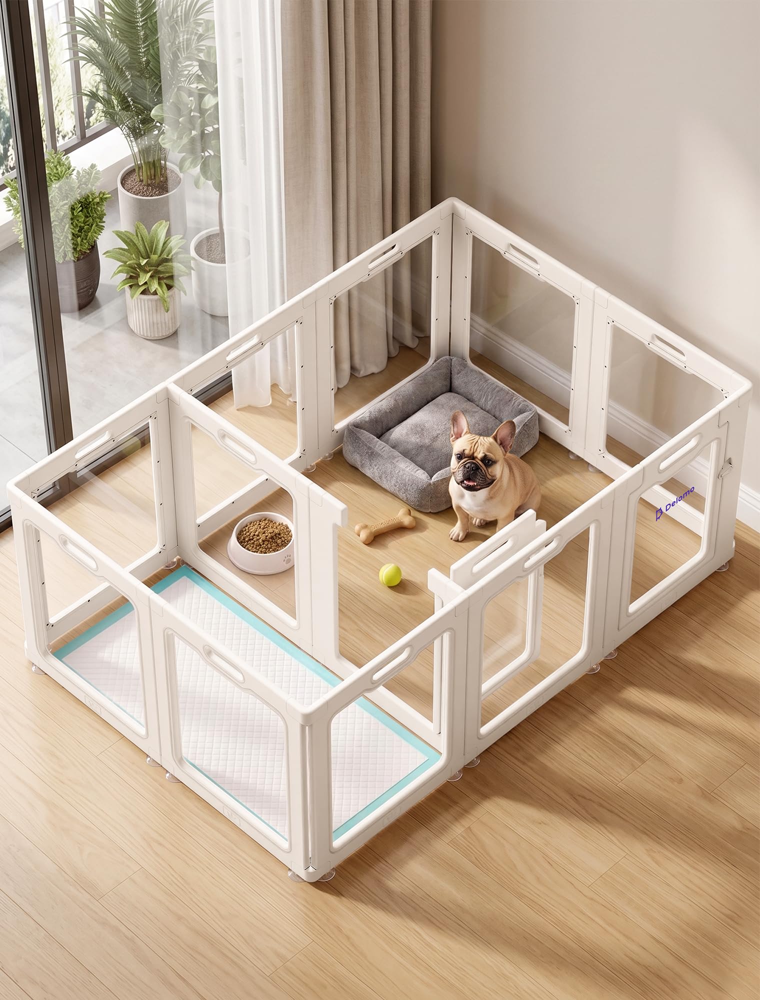 Photo 1 of DELOMO Clear Acrylic 12-Panel Dog Playpen, 24" H