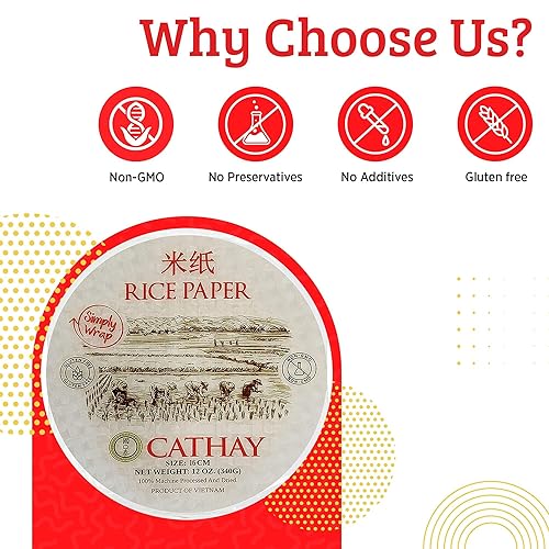 Miniatura 22 de Cathay - Envolturas de papel de arroz para rollitos primavera, 8.7 pulgadas (22 cm)