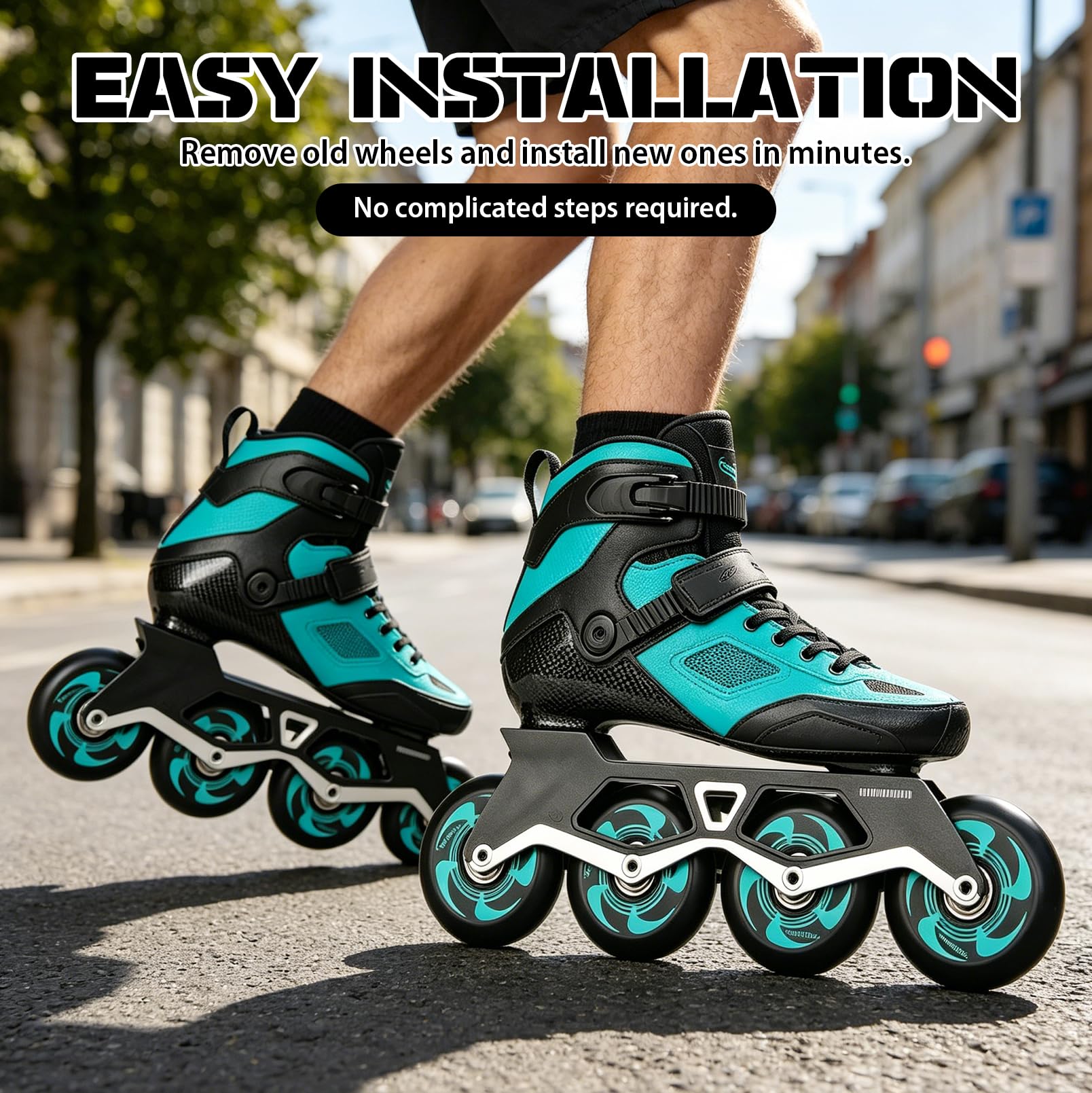 8 Stück Inliner Rollen 76 mm mit ABEC-9 Kugellagern | PU Skate Rollen 90A Härte, Ersatzrollen für Inline Skates, Rollschuhe, Indoor und Outdoor Skating