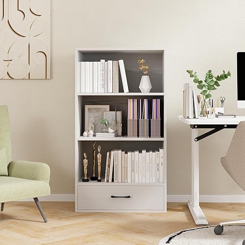 Miniatura 29 de Tangkula Estantería de 4 estantes con 2 cajones, estantería abierta de 4 niveles de 74 pulgadas de alto con 2 cajones deslizantes, dispositivo