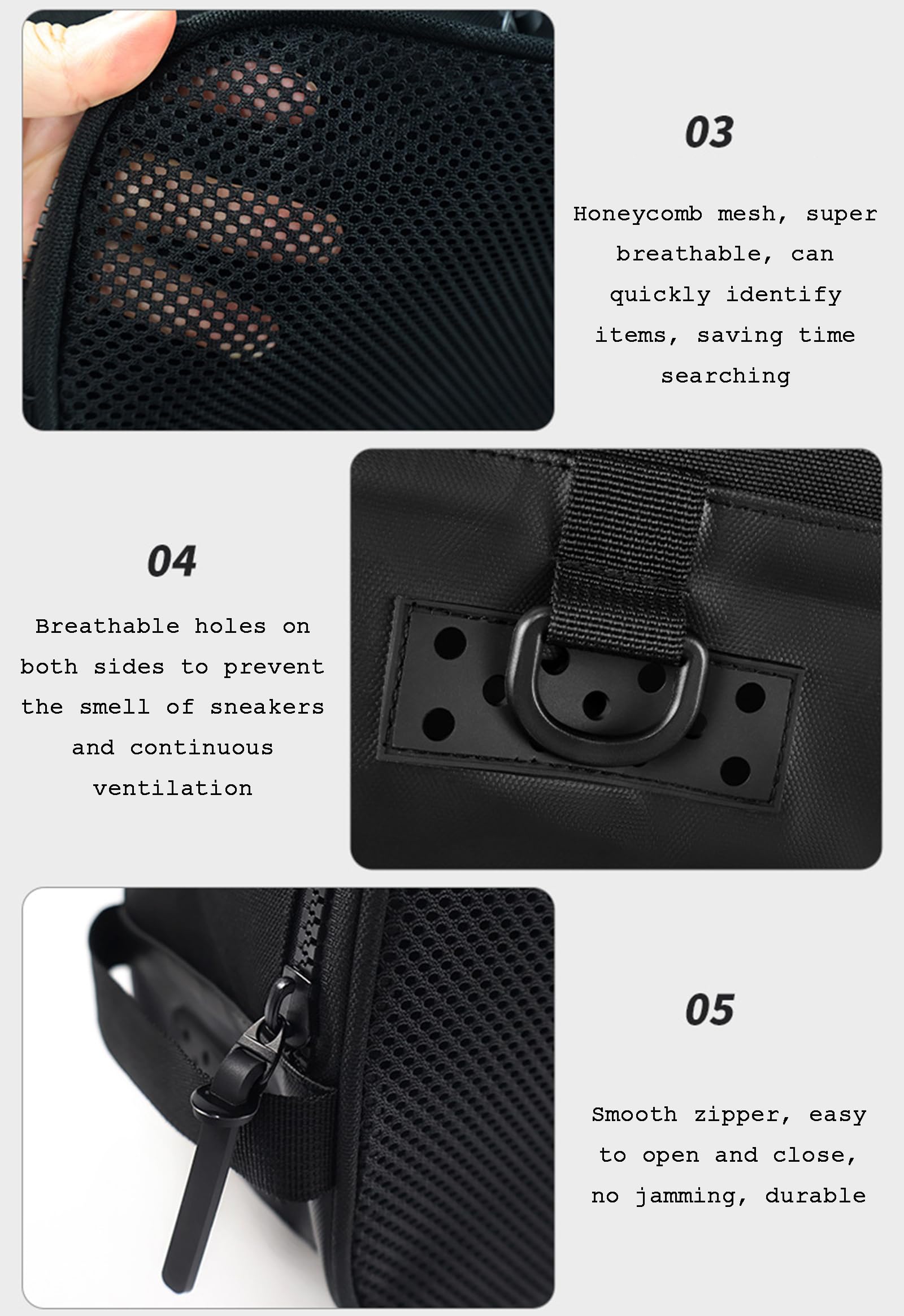 Golfschuhtasche, Atmungsaktive Tragetasche für Sportschuhe aus Mesh, Organizer-Tasche zur Reiseaufbewahrung von Schuhen, Tragbarer Sneaker-Träger