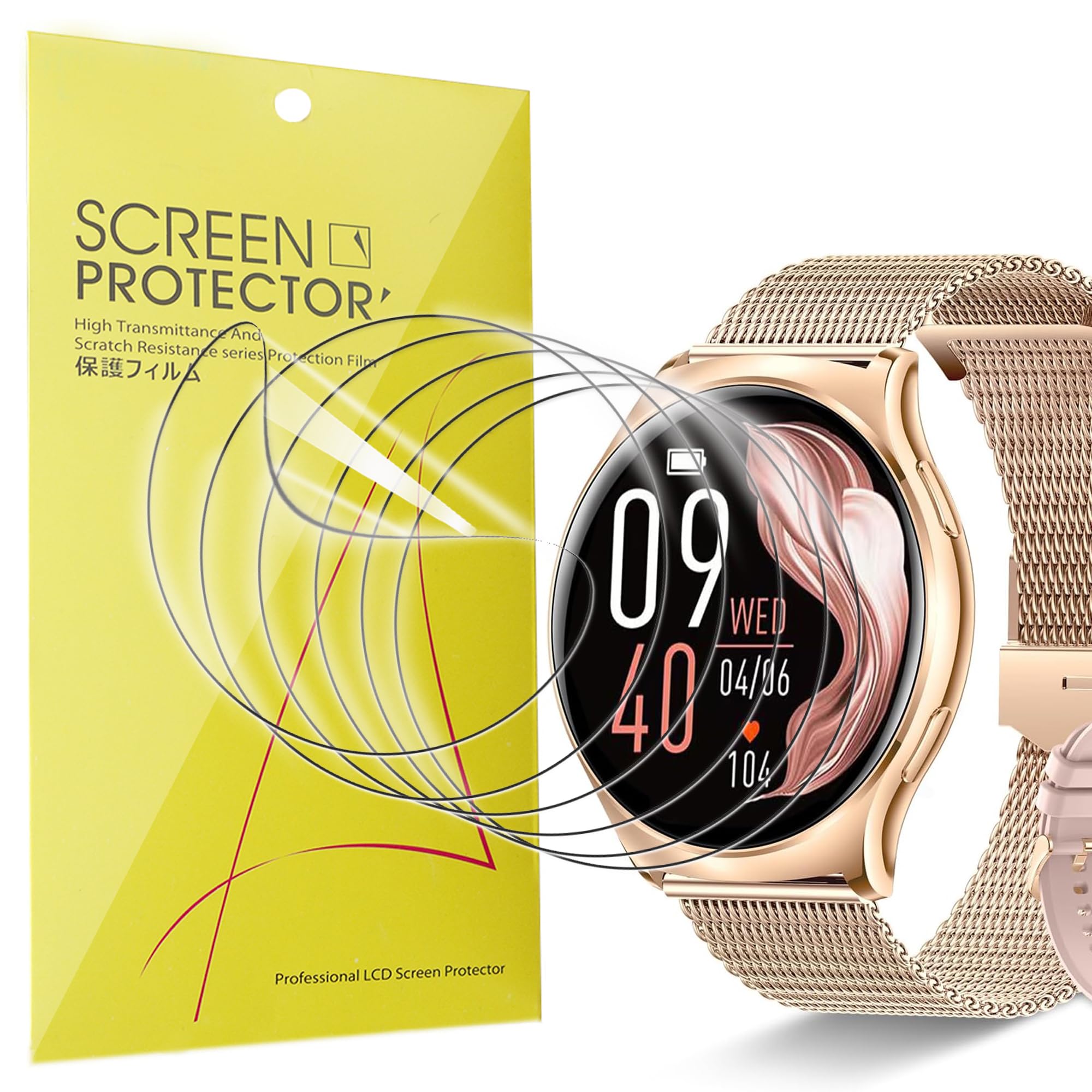 Compatible with SOGRACE Smartwatch Screen Protector, Lamshaw Full Coverage TPU Clear Film Compatible with SOGRACE i102 Smartwatch/INNOFOVO Smartwatch-1.43 Inches (TPU-6 Pack)