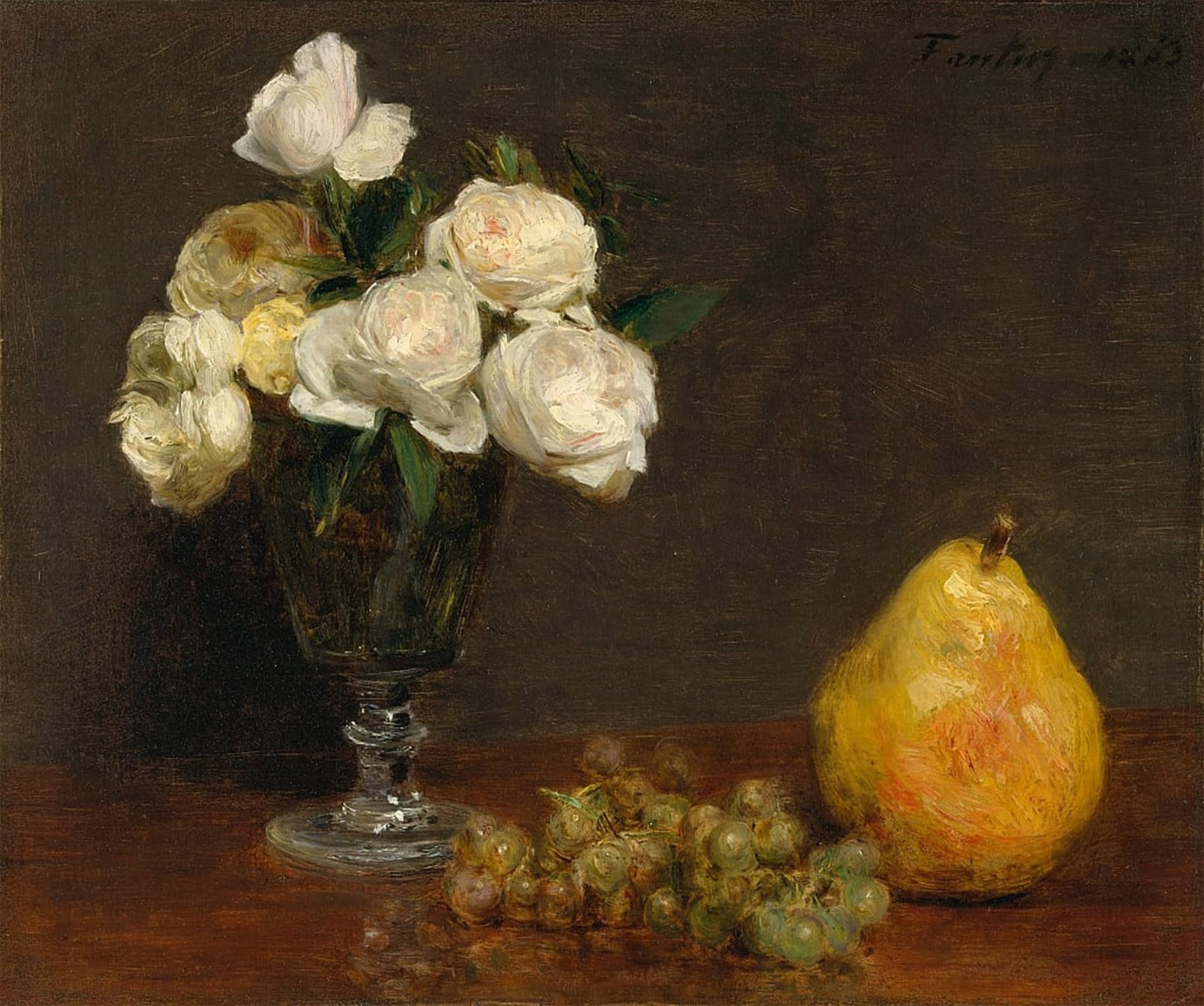 POSTERIIk Vintage Art Print Images Pictures Print Still Life with Roses and Fruit by Henri Fantin Latour Modern Colour Posters for Office Home Decor 60x90cm
