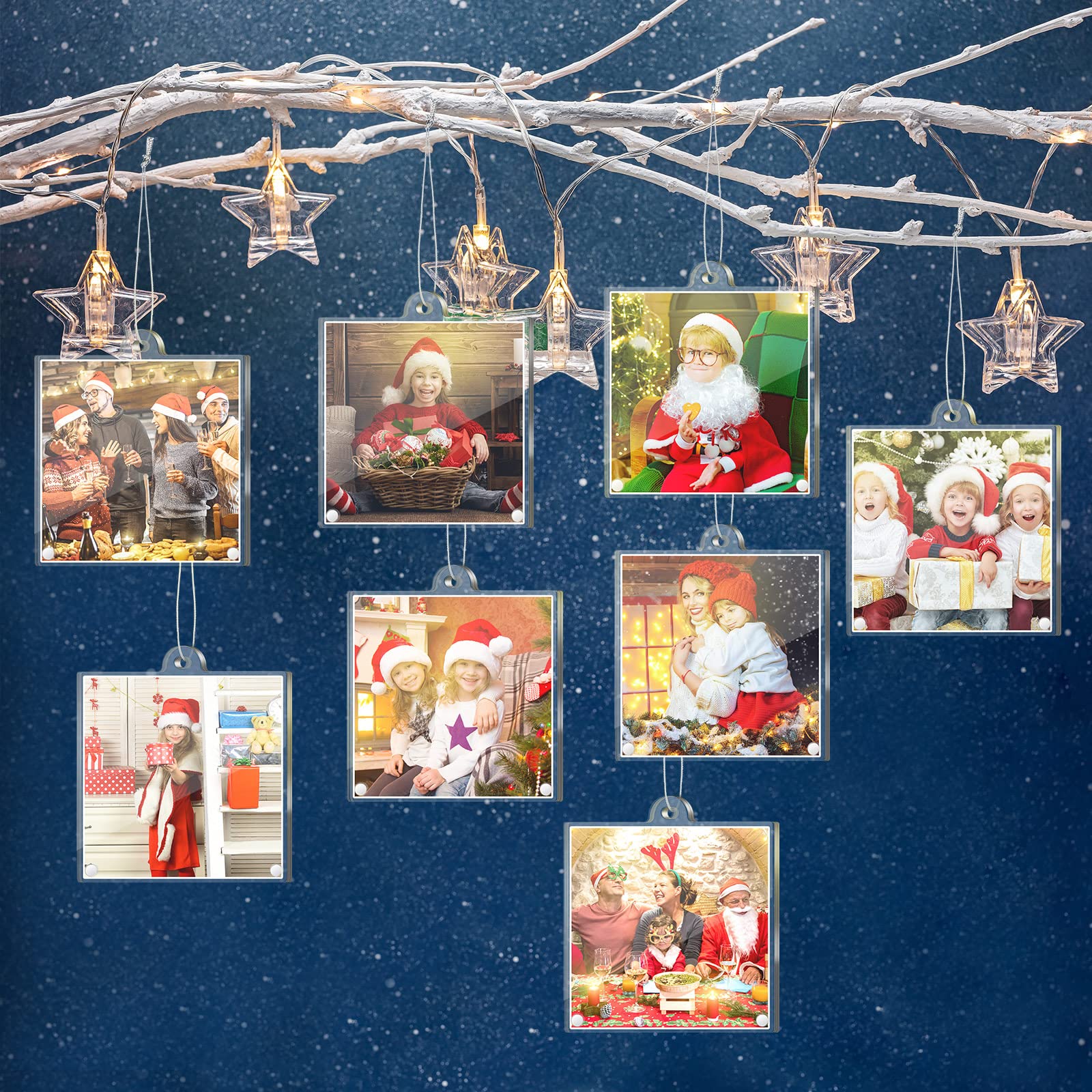 Amazon.co.jp: Weysat 8個 クリスマスフォトオーナメント 小さな吊り