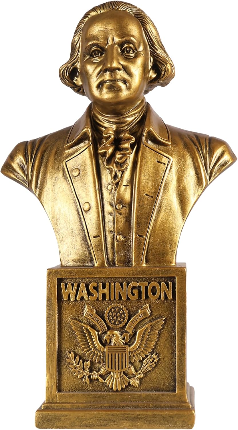George Washington Bust Statue - Founding Father Bronze Finish Sculpture - Classic Executive Desk Decor for Law Office, Library & History Classroom - Museum Grade Resin Art