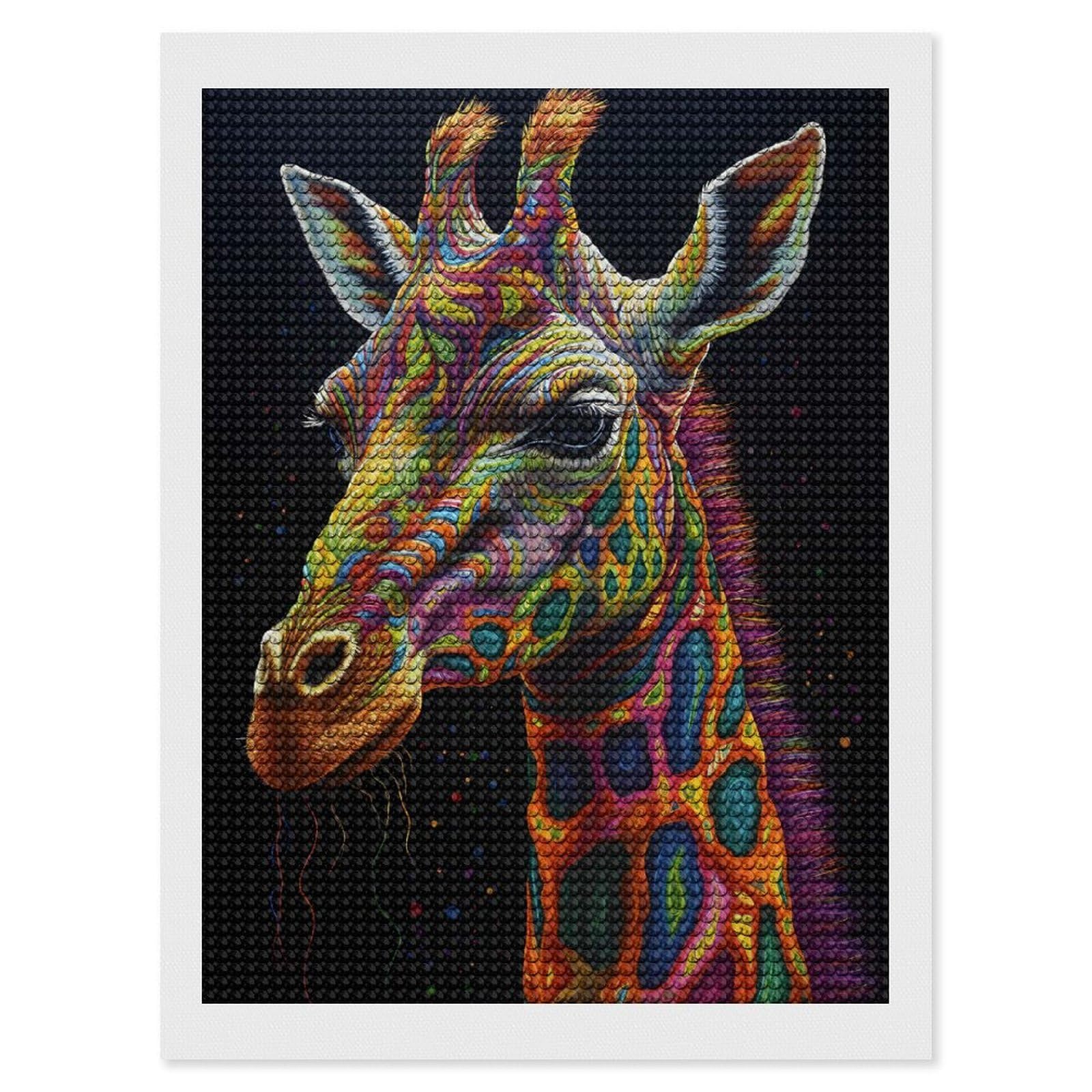 Junmoney Giraffe in Colorful Art Full Drill Diamond Painting Kit 12"x16", Mindful Craft Activity, Bedroom Decor, for Adults, Gift Idea