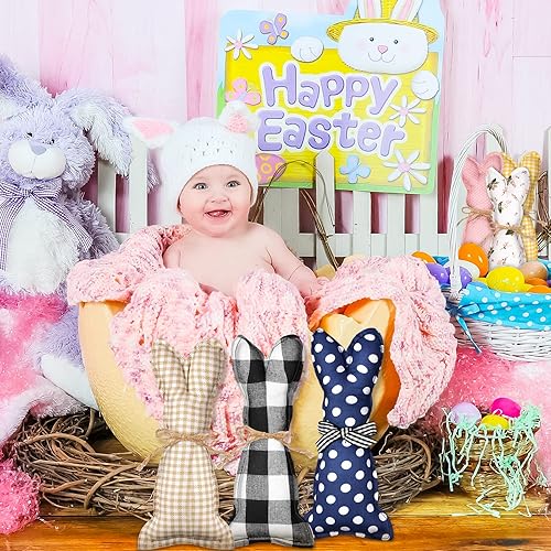 Miniatura 7 de 12 piezas de tela de peluche, conejitos de Pascua, decoración rústica de granja, decoración de conejo de zanahoria, decoración de conejo, decoración