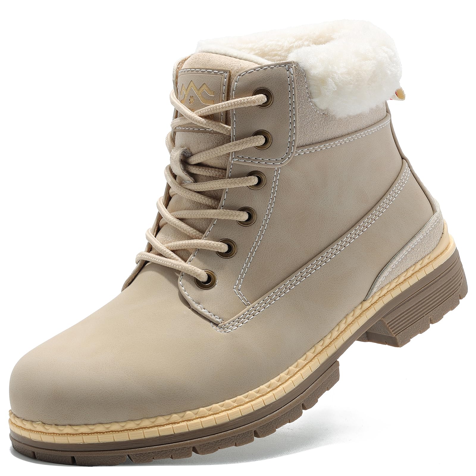 COTTIMO Womens Hiking Snow Winter Boots- Ladies Casual Outdoor Lightweight Ankle Boots Work Backpacking Lace up Fur Lined Walking Trekking Shoes