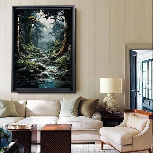 Miniatura 3 de Waterfall print canvas print, fantasy wall art, watercolor print, high fantasy, nature landscape wall art for living room