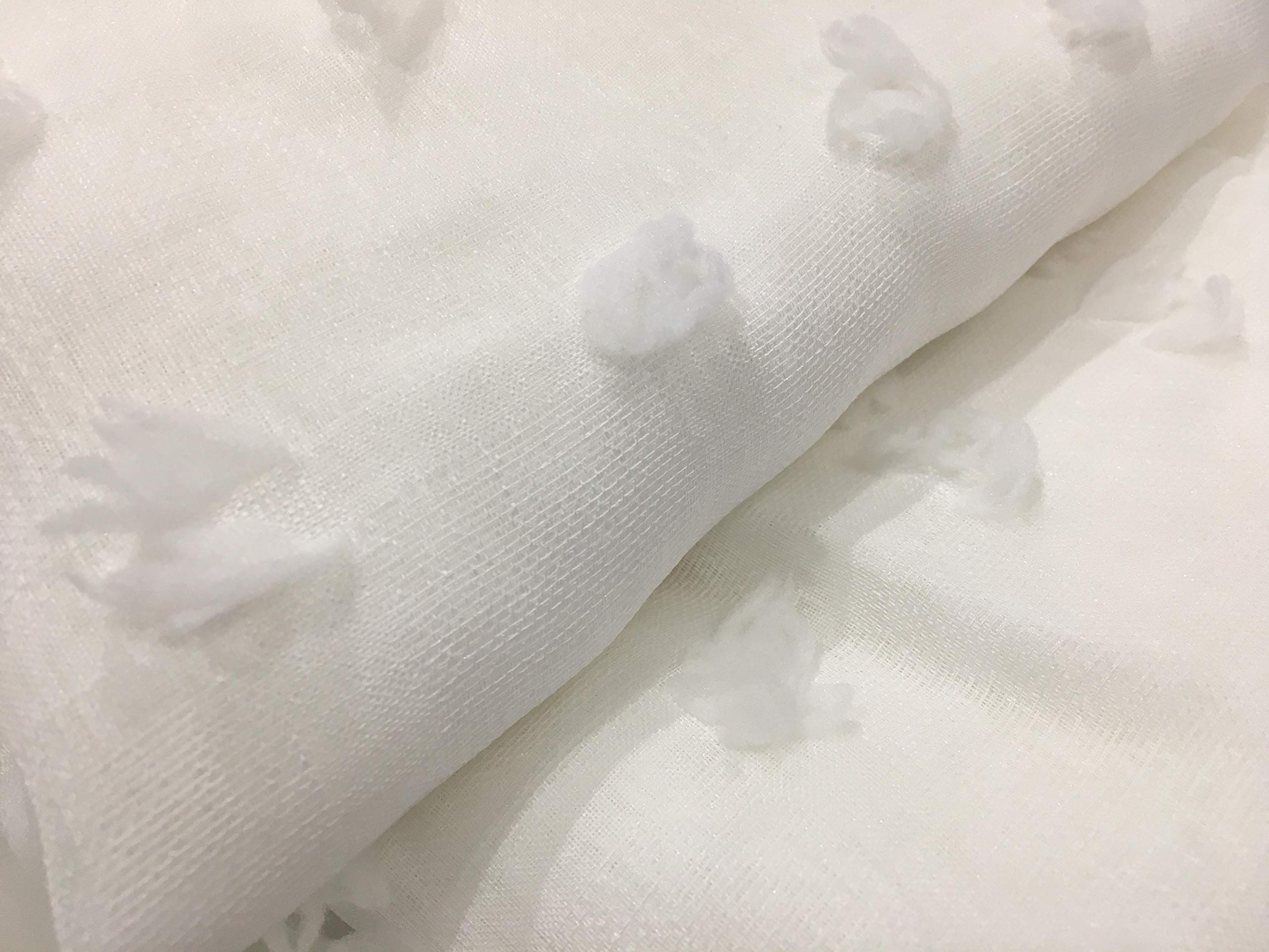 Linen Shower Curtain Waterproof & Machine Washable 3D Linen Floral Puff Cotton White Shower Curtain Bathroom Curtain Shower Curtain Set for Bathrooms 70 X 72 Inch Long Shower Curtains in White - Image 4