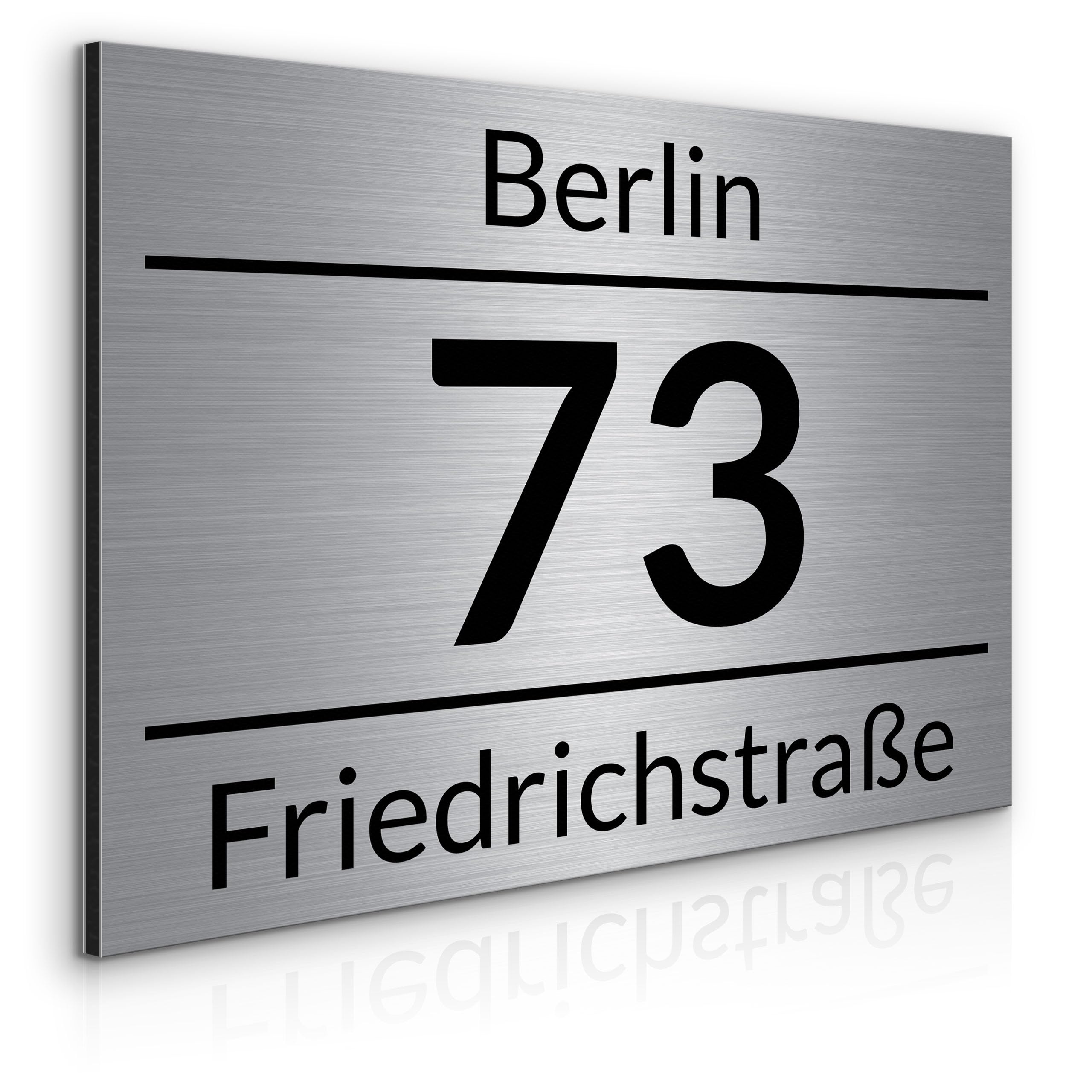 Muralo - Hausnummern-Schild Türschild Personalisiert Wetterfest für Tür, Gebäude, Zimmer - Br.40cm x Hö.30cm - Gebürstetes Aluminium