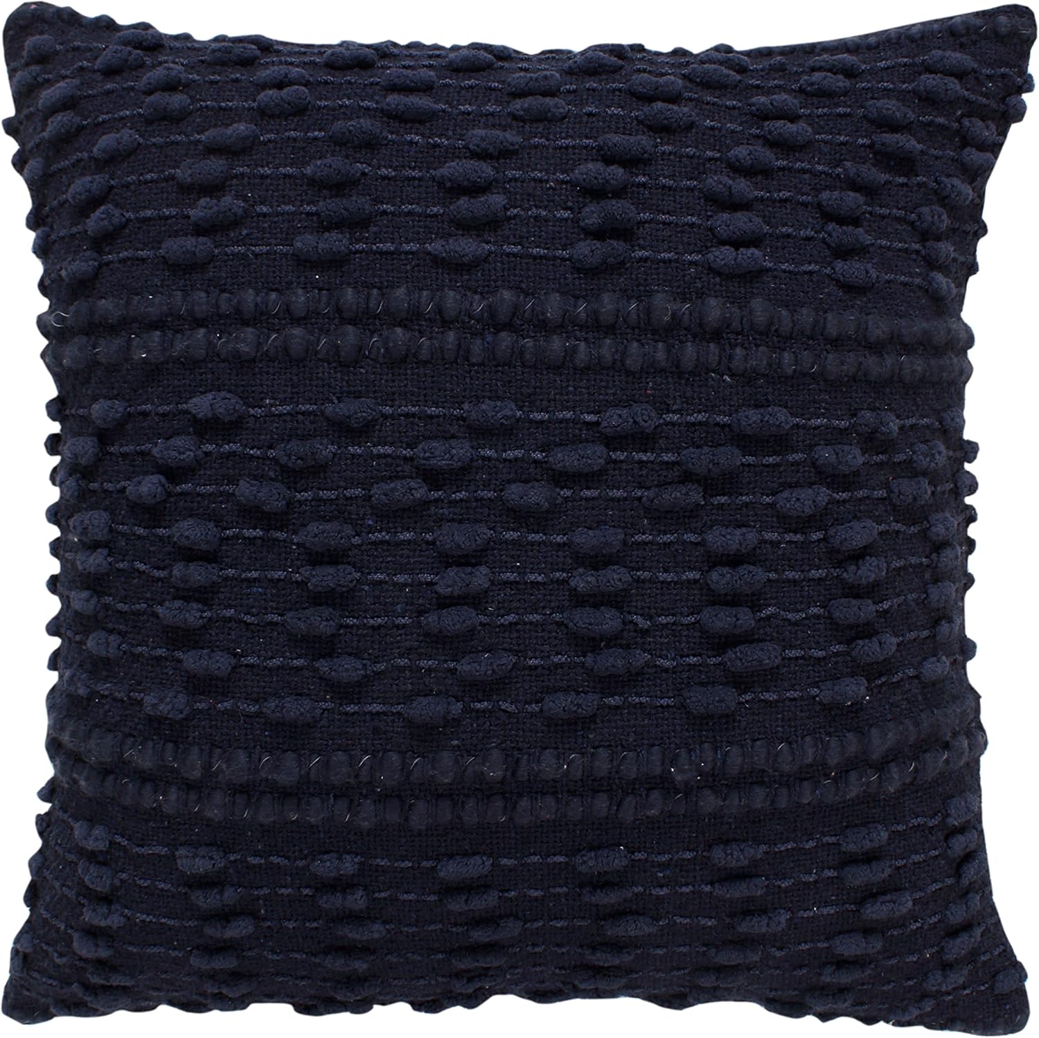 ACCENTHOME Boho Throw Pillow Cover 18x18 Inch (2 Pc) Cotton Hand Woven Decorative Design Pillows for Farmhouse Couch Sofa Bedroom | Navy Tufted Pillow Covers | Home Decor Textured Hug Pillowcases - Image 3