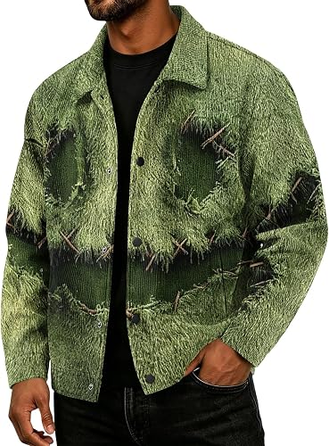 Mens Jackets Halloween Lightweight Jacket for Men 2026 Vintage Button-Up Clothin