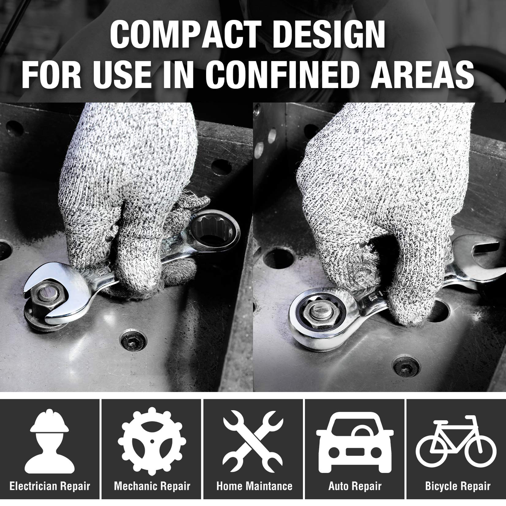 DURATECH Stubby Ratchet Wrench Set - 8 Piece -7 DURATECH Stubby Ratchet Wrench Set - 8 Piece -7