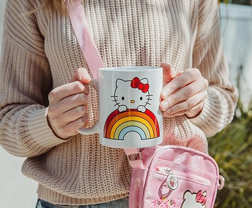 Miniatura 4 de Silver Buffalo Sanrio Hello Kitty Rainbow Peek Taza de cerámica | Taza de café para expreso, té, cacao | Capacidad para 20 onzas