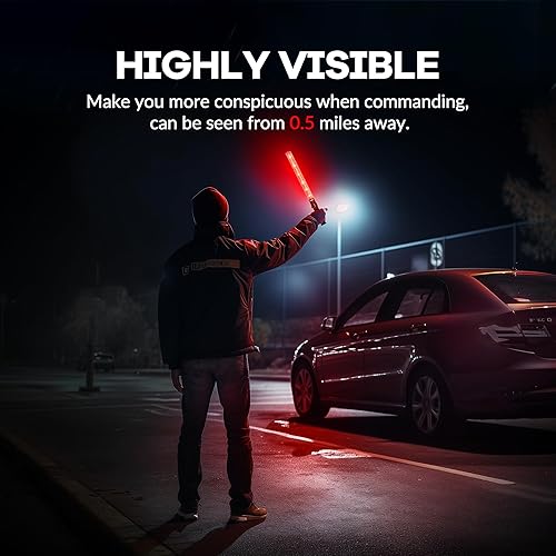 Miniatura 2 de Paquete de 10 varitas de control de tráfico aéreo de seguridad de 21 pulgadas, luz LED de bastón de seguridad de tráfico con 2 modos intermitentes