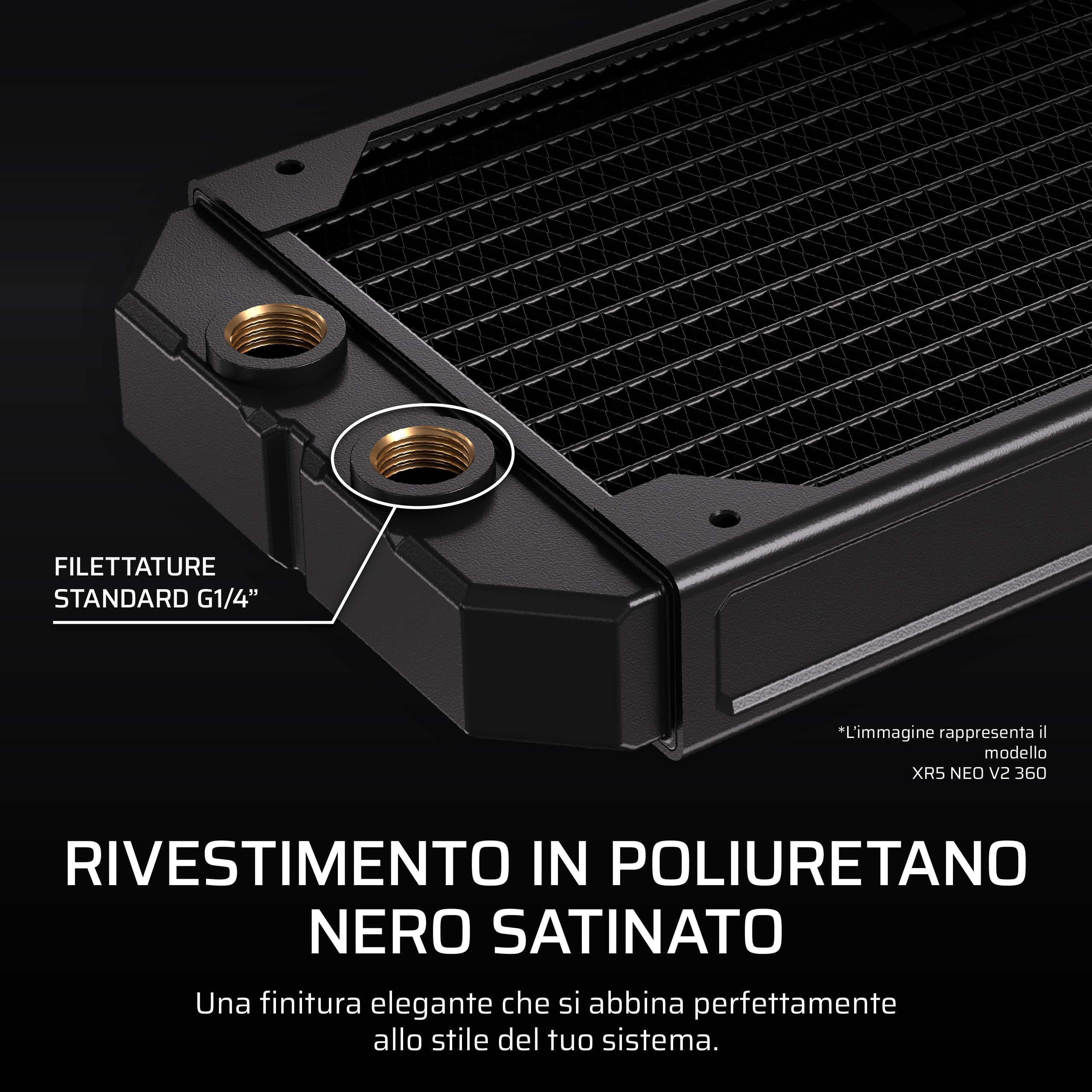 CORSAIR Hydro X Series XR5 NEO V2 Da 360 mm Radiatore Di Raffreddamento Personalizzato – Compatibile Con Ventole iCUE LINK, 3 Supporti Per Ventole Da 120 mm, Filettature G1/4” – Nero