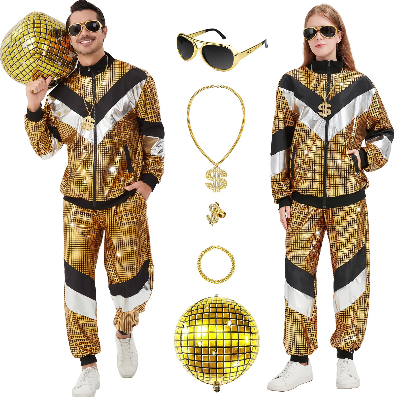 Ezuwail Disco Costume for Men Women