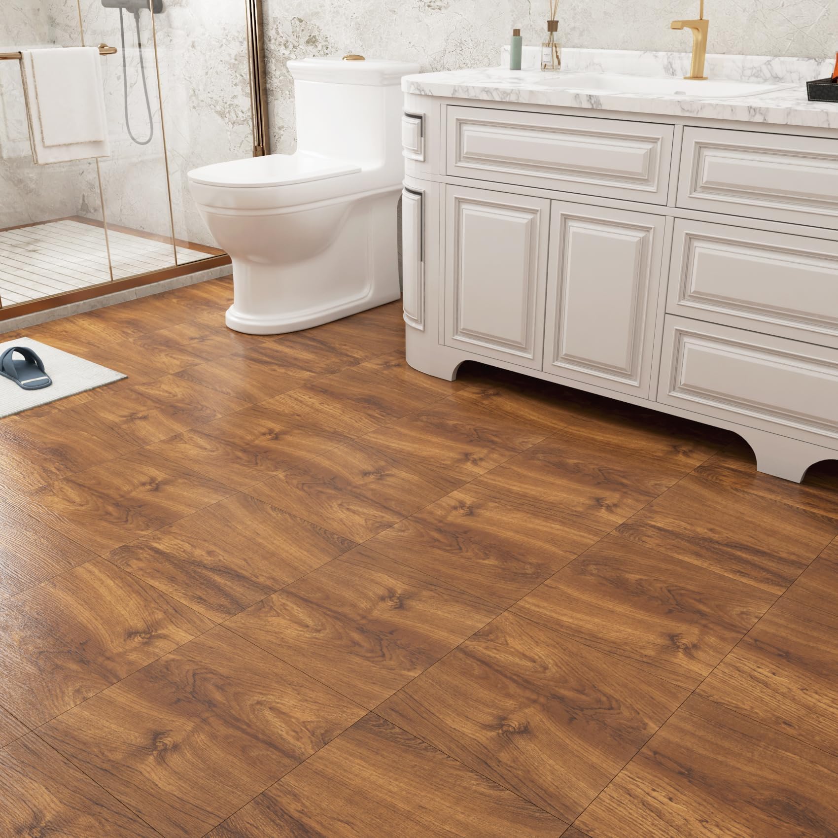 Decotalk Pavimento PVC Adesivo Effetto Legno Per Bagno 30 Pezzi 30X30cm Spessore 1,66 mm 2.7m² Pavimento Adesivo Legno Naturale Impermeabile Piastrelle Adesive Pavimenti Cucina Mattonelle PVC