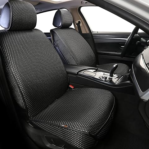 Auto Newer 2PCS Luxury Breathable Car Seat Cover,Front Car Seat Protector, Fit Four Seasons of Universal Automotive Vehicle Cushion Cover, Compatible with 90% Cars,SUV,Trucks (Black,Front Seats)