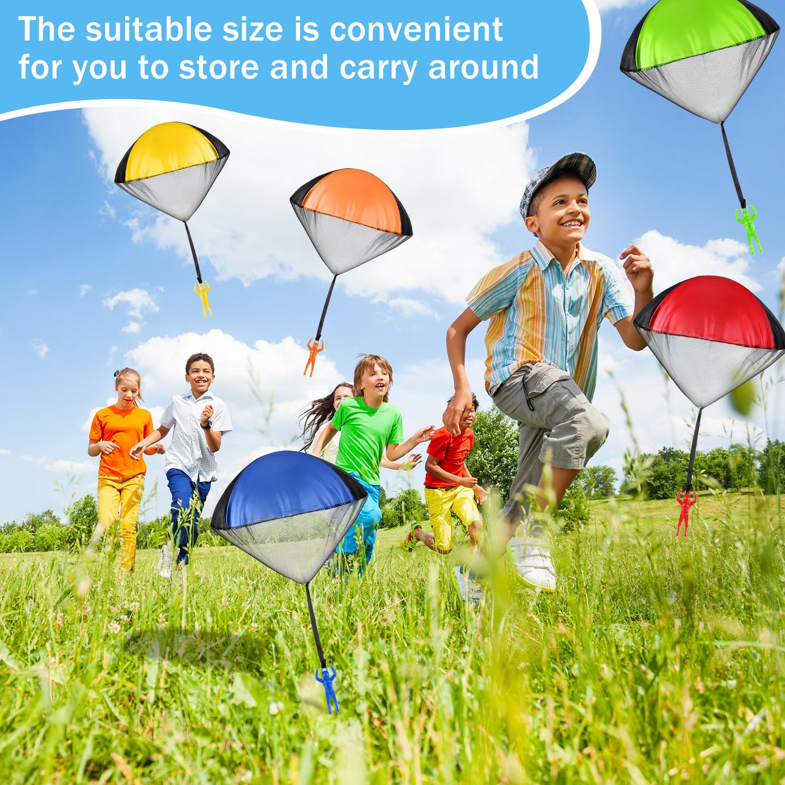 25 piezas de juguete de paracaídas para niños y niñas, juguete de lanzamiento de paracaídas para hombres, pequeños juguetes voladores al aire libre para patio trasero, campamento, fiesta, 5