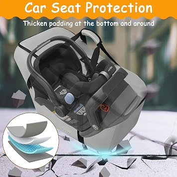 Car Seat Travel Bag Fits Chicco Keyfit 30, Uppababy Mesa, Nuna Pipa Lite, Padded Infant Gate Check Bag for Air Travel, Durable Carrier Bag with Side Pocket and Protective Feet, Extra Storage Bag