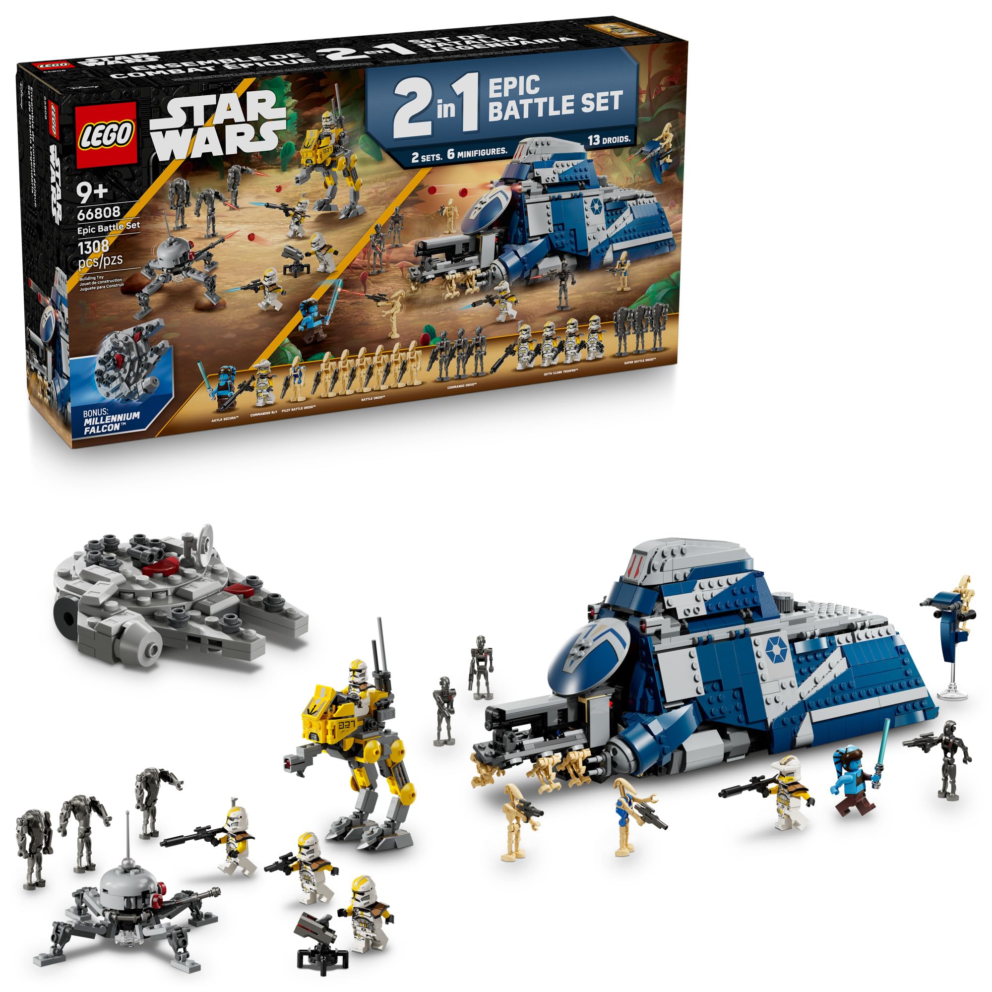 LEGOStar Wars Epic Battle Set Co-Pack - Pretend Play Building Toy for Boys & Girls, Ages 7+ - Includes 13 Droid Figures, 6 Minifigures, & Bonus Gift - Gift for Birthdays - 66808