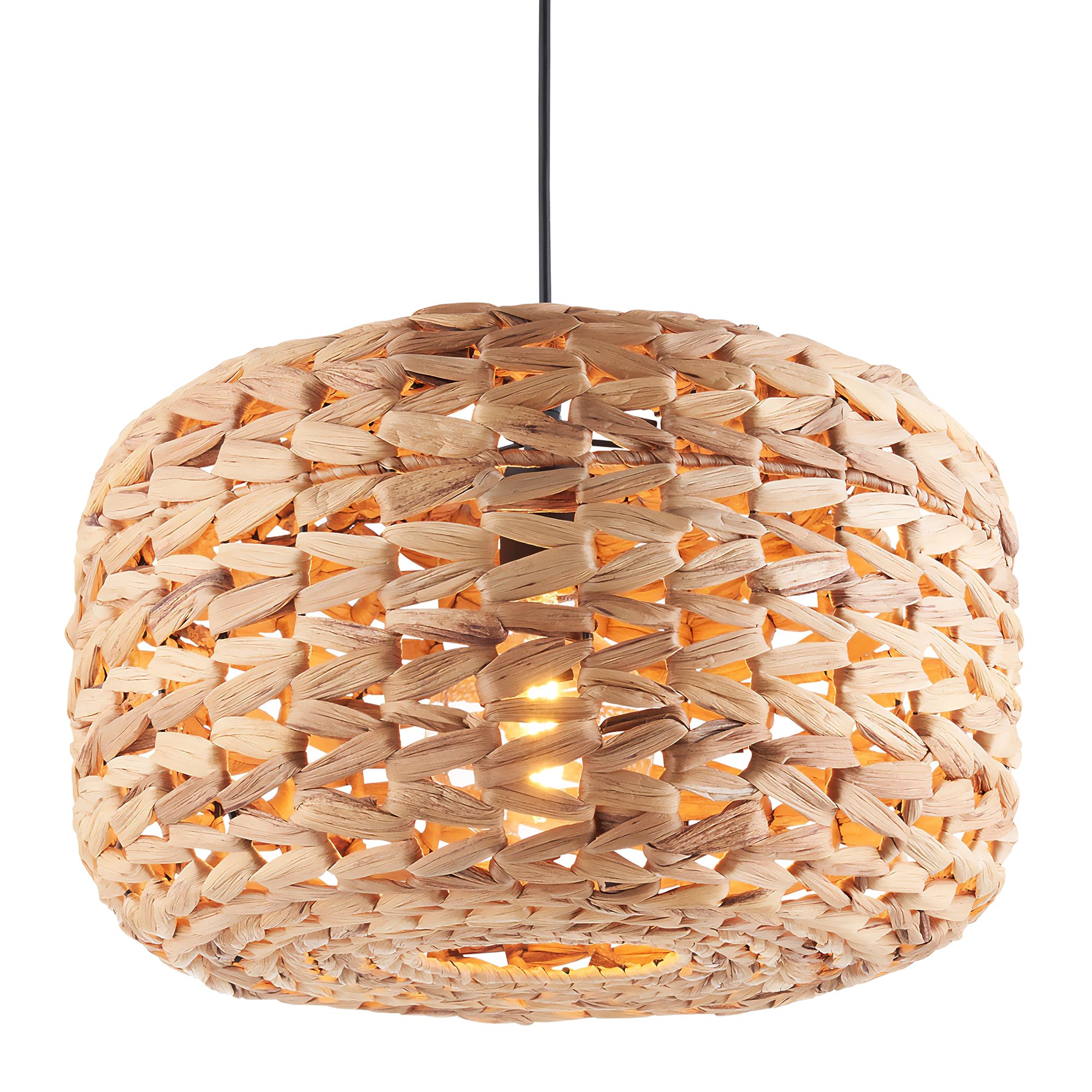 National Lighting Colmena Pendant Shade - Natural Water Hyacinth Handwoven Rattan Light Shade Ceiling Lighting - B22 or E27 Compatible LED Pendant Light, Elegant Hanging Lamp - Bulb Not Included