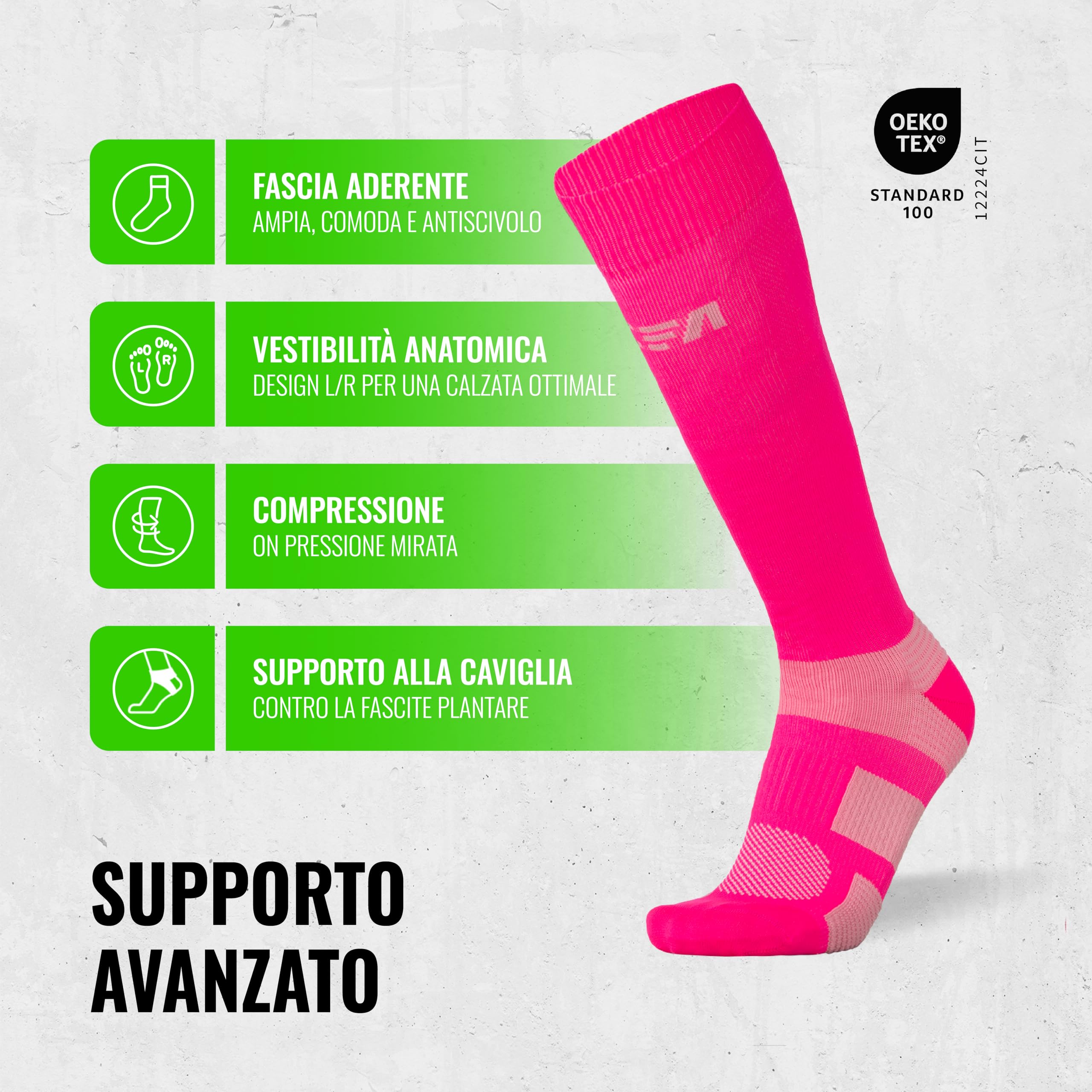 CFA V1 Calze Compressione Graduata Donna e Uomo | Calze Elastiche Sportive Per Circolazione, Vene Varicose, Gravidanza, Antitrombo, Ciclismo, Running | Made In EU FOR ATHLETES