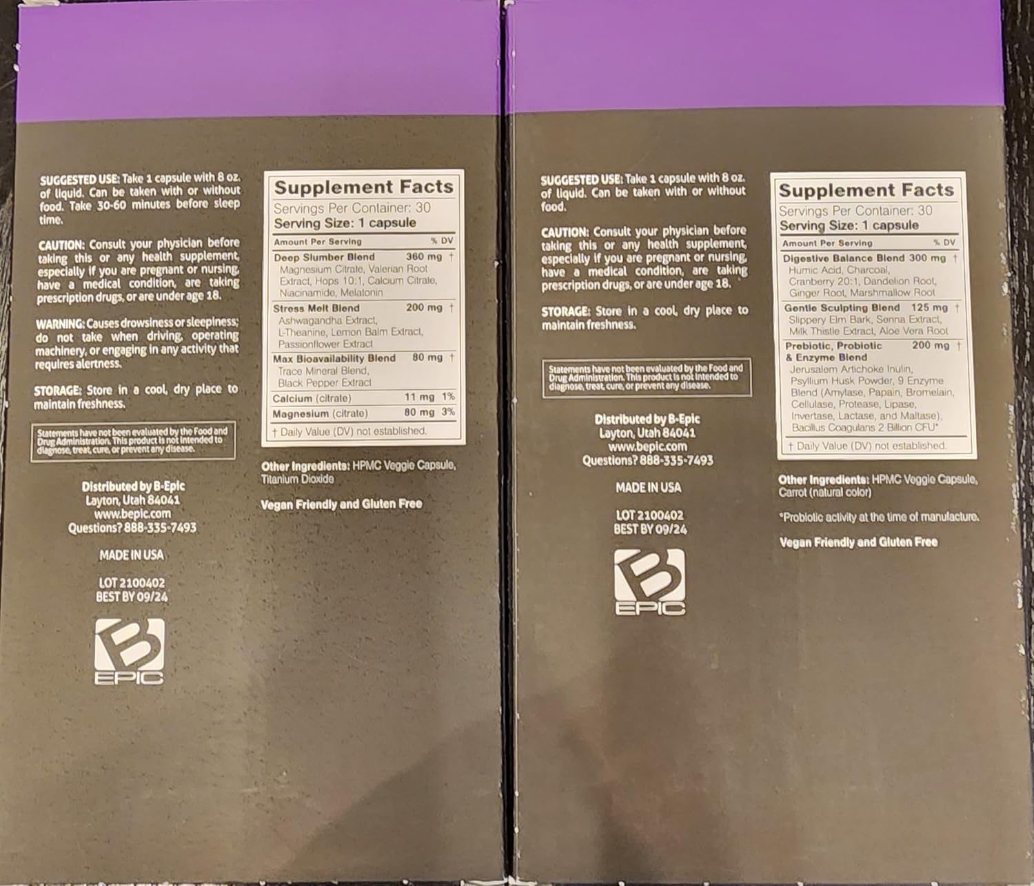 B-epic's Acceler8 and Elev8-1 Month (30 Day) Supply - (90 Capsules Total) Green, White and Purple Capsules - Elev8 Plus Acceler8 2 Box Set