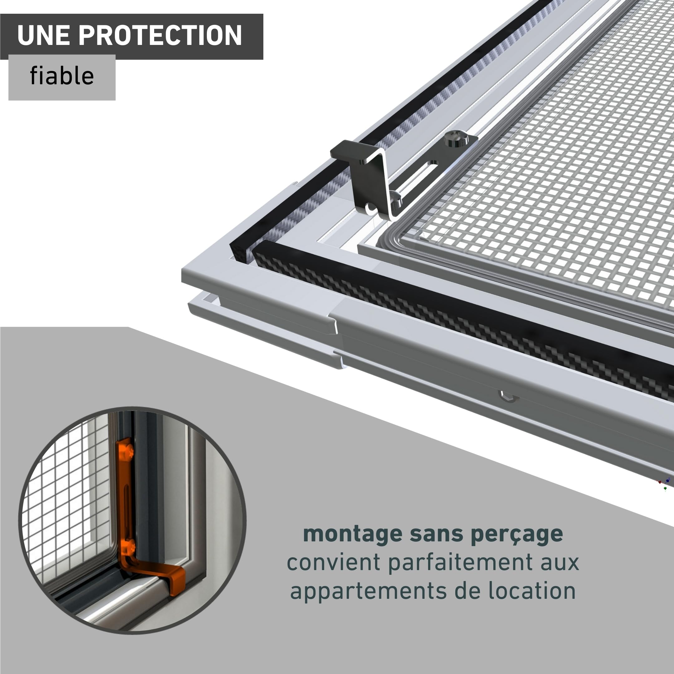Windhager Moustiquaire Cadre Fixe Pour Fenetres Expert, Pare-moustiquaires Cadres en aluminium pour fenêtres, 100 x 120 cm, anthracite, 03996