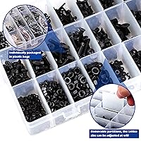 Vista 5 de 1500 piezas, Juego de surtido de tornillos, M2 M3 M4 M5, pernos de cabeza hexagonal plana de acero aleado de grado 10.9, tuercas y arandelas