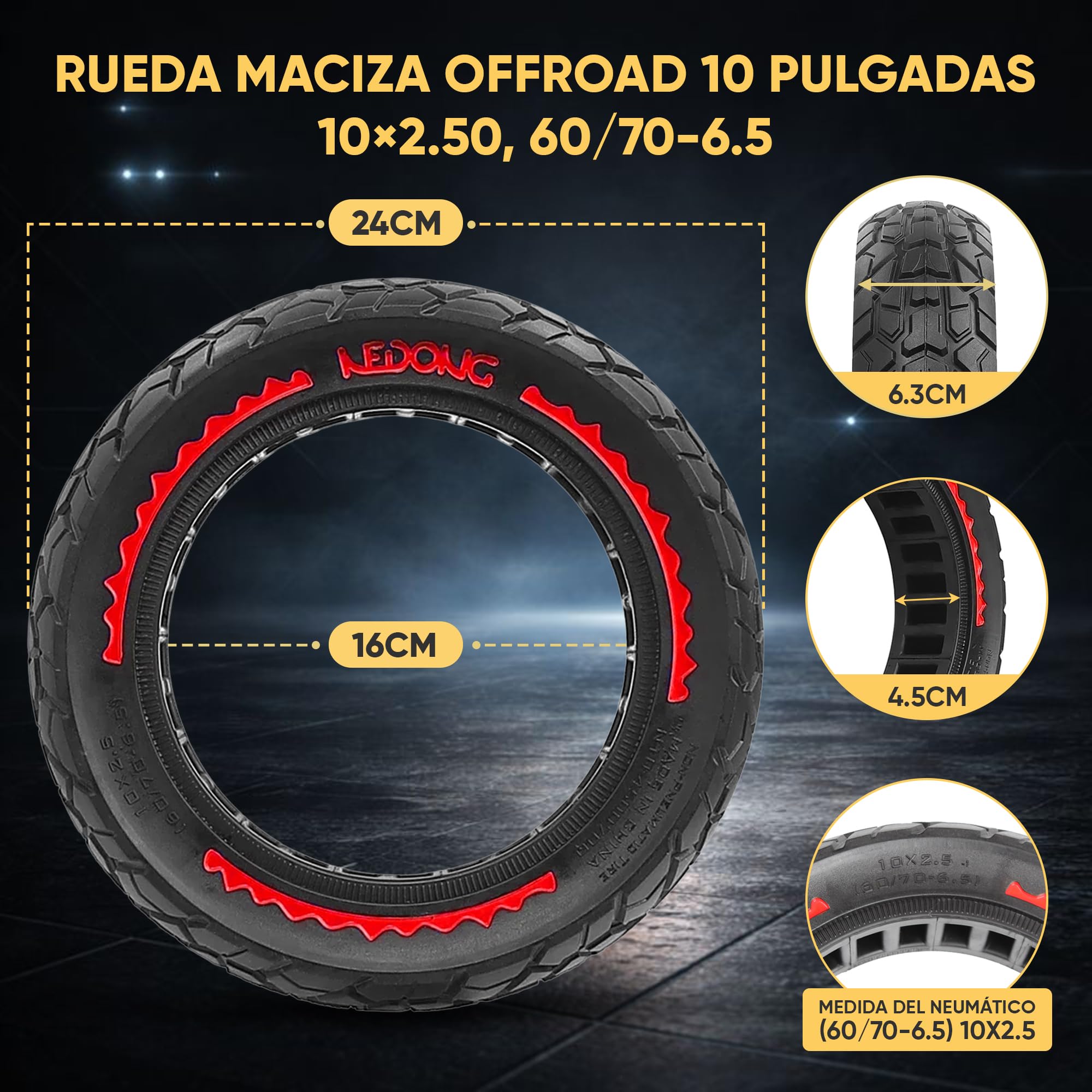 ANSENI Ruote Monopattino 60/70-6.5, Gomme 10 Pollici 10x2.50, Pneumatico Solido Anti-foratura per Scooter Elettrico Xiaomi 5/5 Pro/5 Max,Segway Ninebot E3 E,Ninebot Max G30/G30D,Smartgyro K2 (2 Ruote)