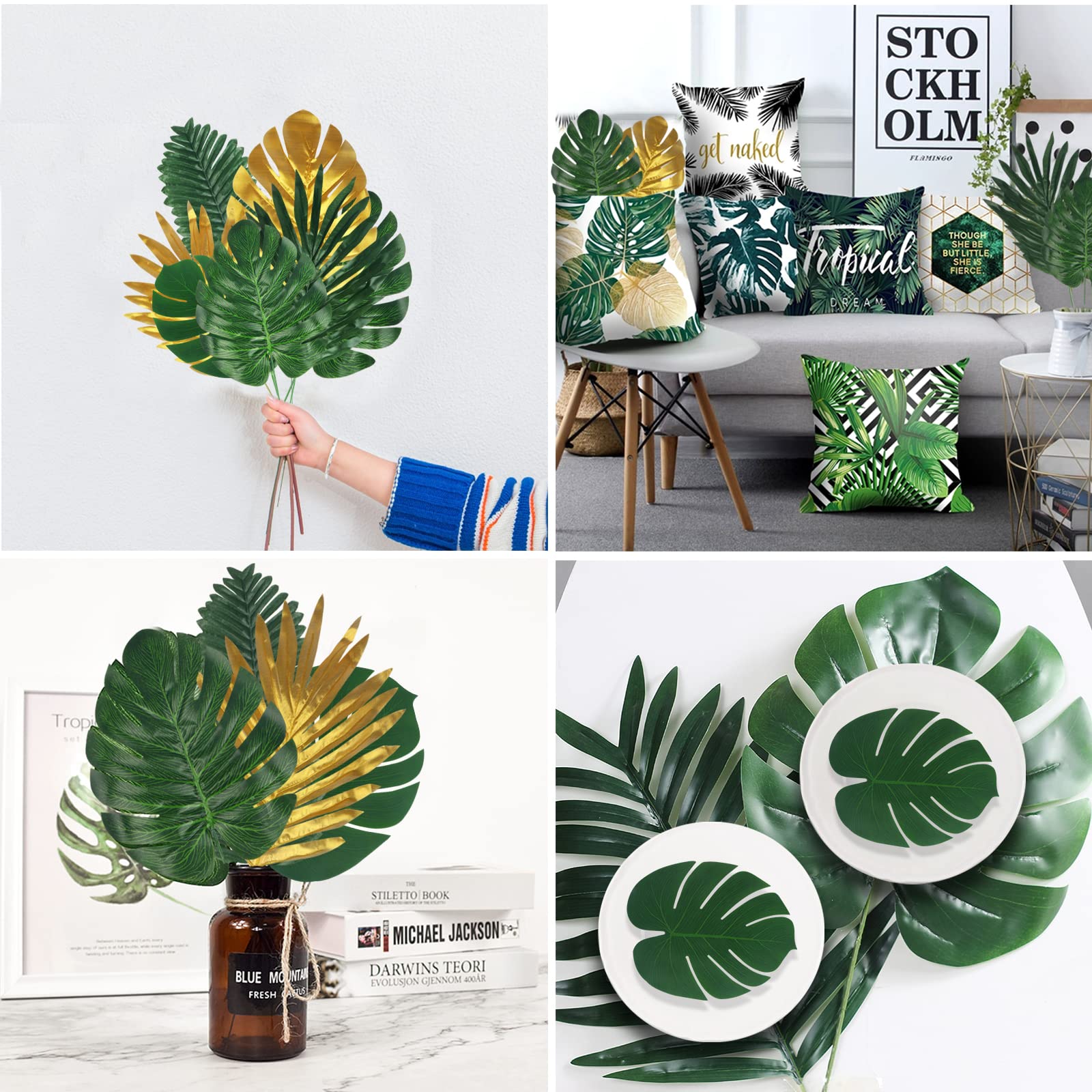 BESTOYARD 40 Piezas De Decoración De Selva, Hojas Tropicales, Decoración De Fiesta, Hojas De Palma, Hojas Decorativas, Decoración De Fiesta De Playa, Elefante, Hojas De Oreja, Juego De Hojas De