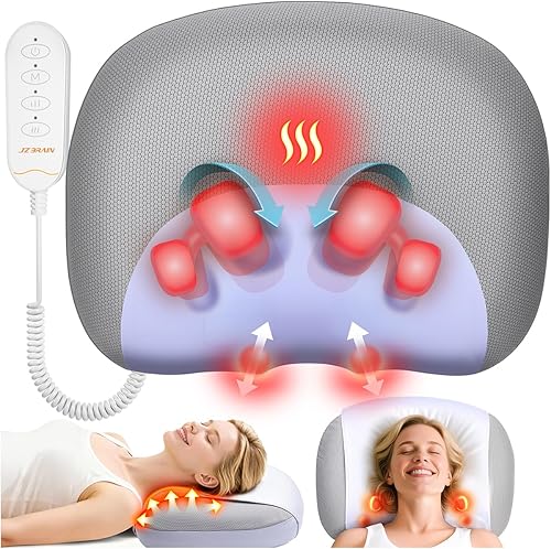 Almohada masajeadora de cuello con calor almohada de masaje Shiatsu inalámbrica para aliviar el dolor de tejido profundo, intensidad y modos