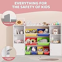 Vista 11 de Xilingol Organizador de almacenamiento de juguetes para niños con 8 contenedores de juguetes removibles, organizadores de juguetes de 4 niveles