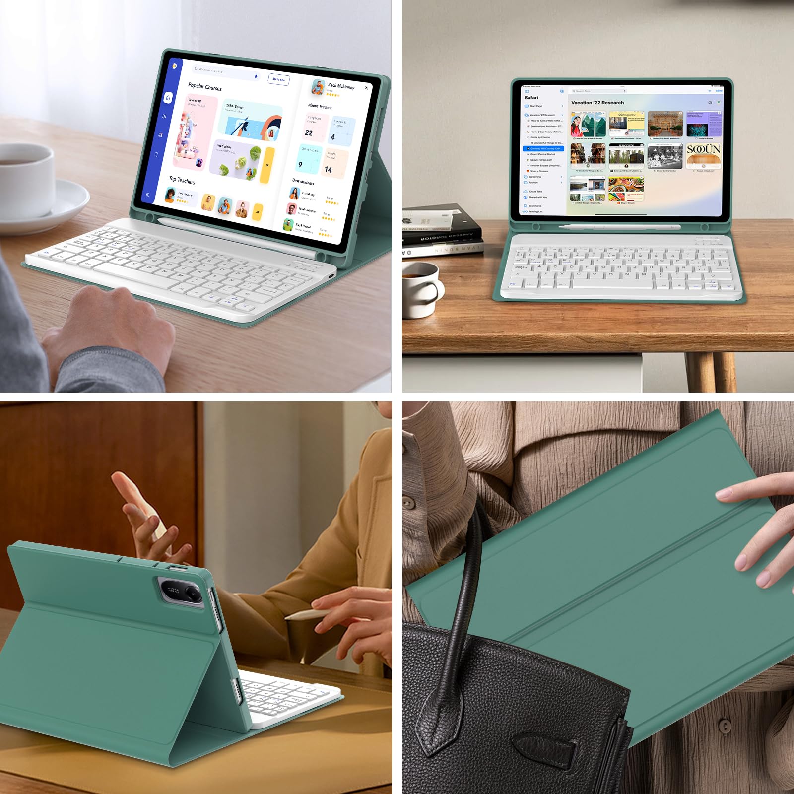 FOGARI Teclado para Redmi Pad 2 11" 2025, Funda para Xiaomi Redmi Pad 2 con Español Ñ Teclado Bluetooth Magnético Desmontable para Tablet Redmi Pad 2 11" 2025, Verde Oscuro