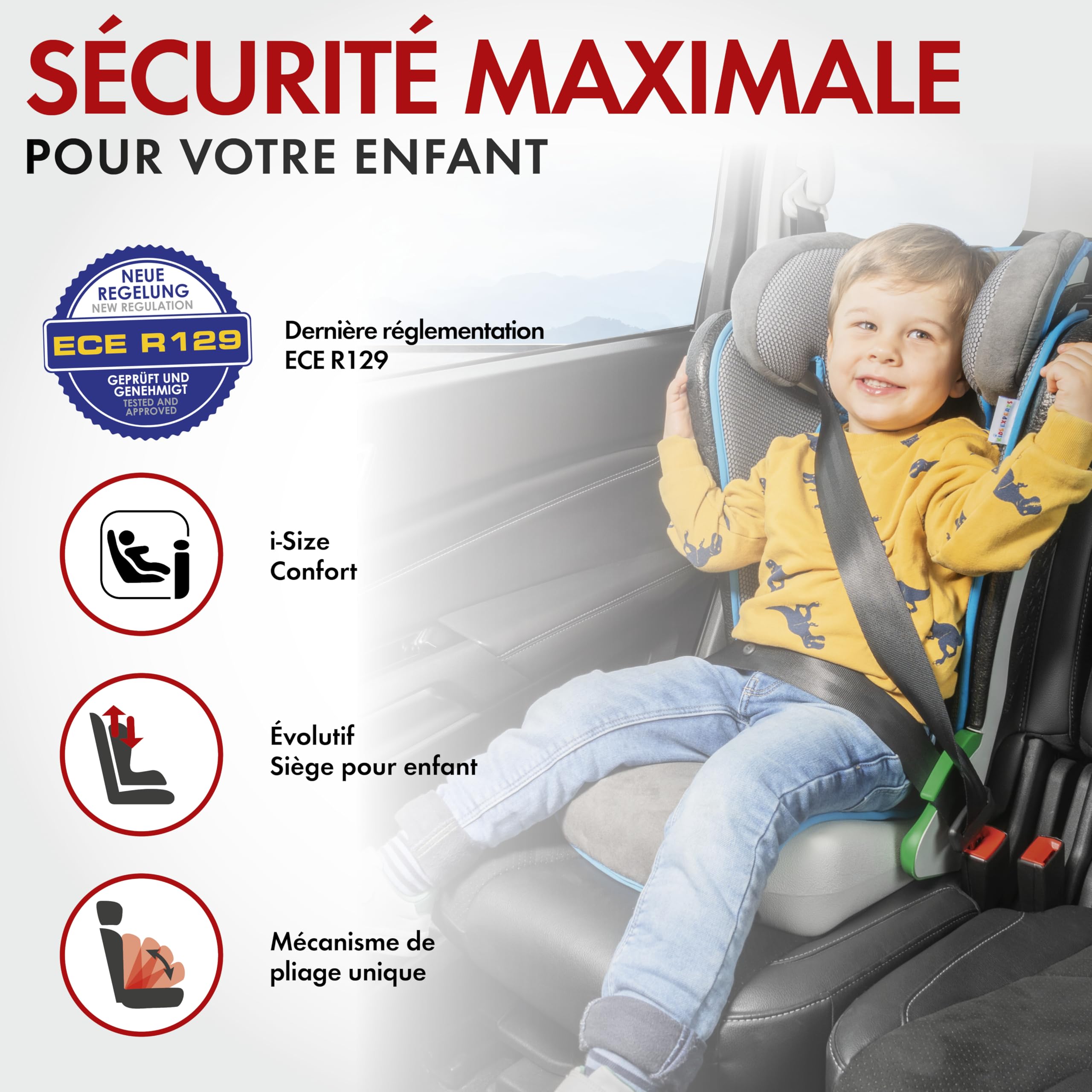 WALSER Premium Siège auto Noemi, ECE R129 Rehausseur de siège auto enfants 100-135 cm (env. 3-8 ans), place enfant pour les voitures avec/sans i-Size, place voiture taille 57x46x22 cm Anthracite