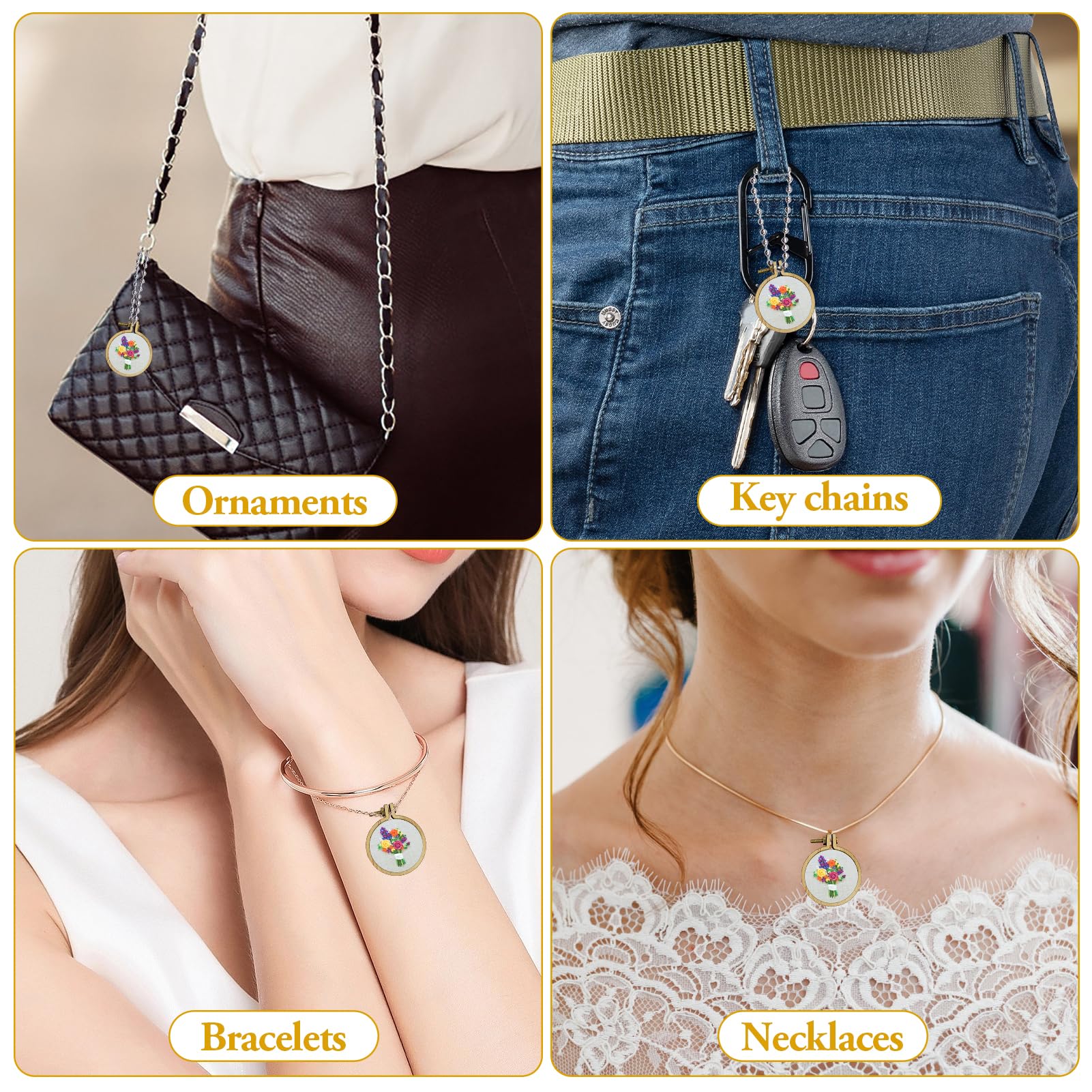 Lot De 12 Mini Cerceaux En Bois Perforés Pour Point De Croix Cerceau à