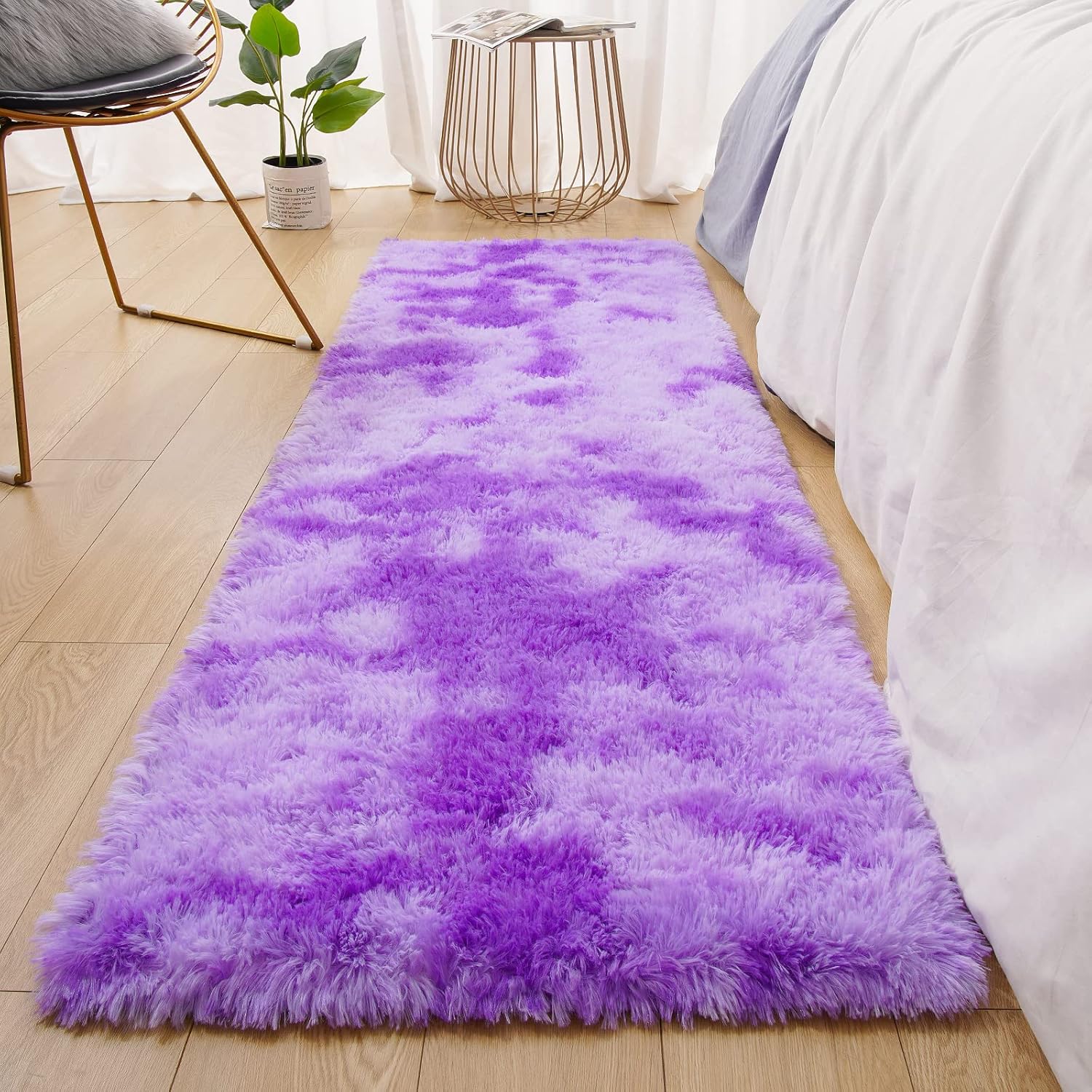 QXKAKA Fluffy Runner Rugs for Bedroom Living Room 2x6