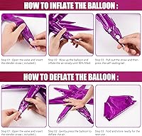 Vista 6 de PartyWoo 6 globos de estrella rosa rosa, globos de una pieza de 14 puntas en explosión, globos de explosión de estrella de 27 y 22 pulgadas