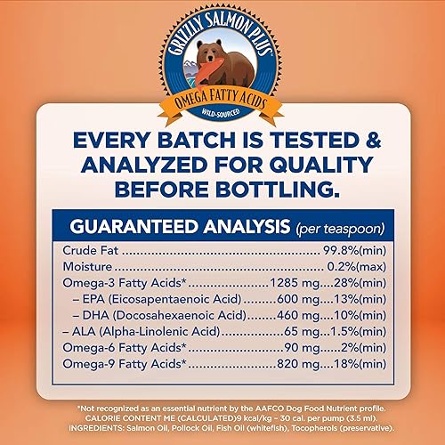 Miniatura 9 de Grizzly Wild Alaskan Salmon Oil Suplemento alimenticio para perros Omega 3 ácidos grasos, 16 onzas