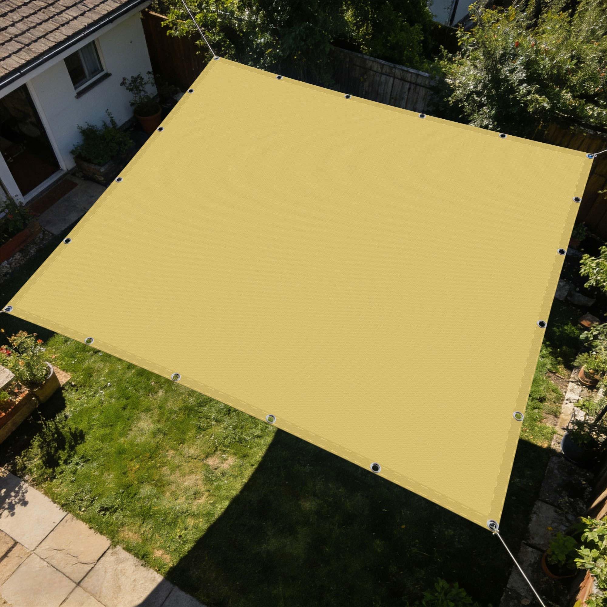 Voile d'ombrage rectangulaire 130x350 cm sable avec cordon