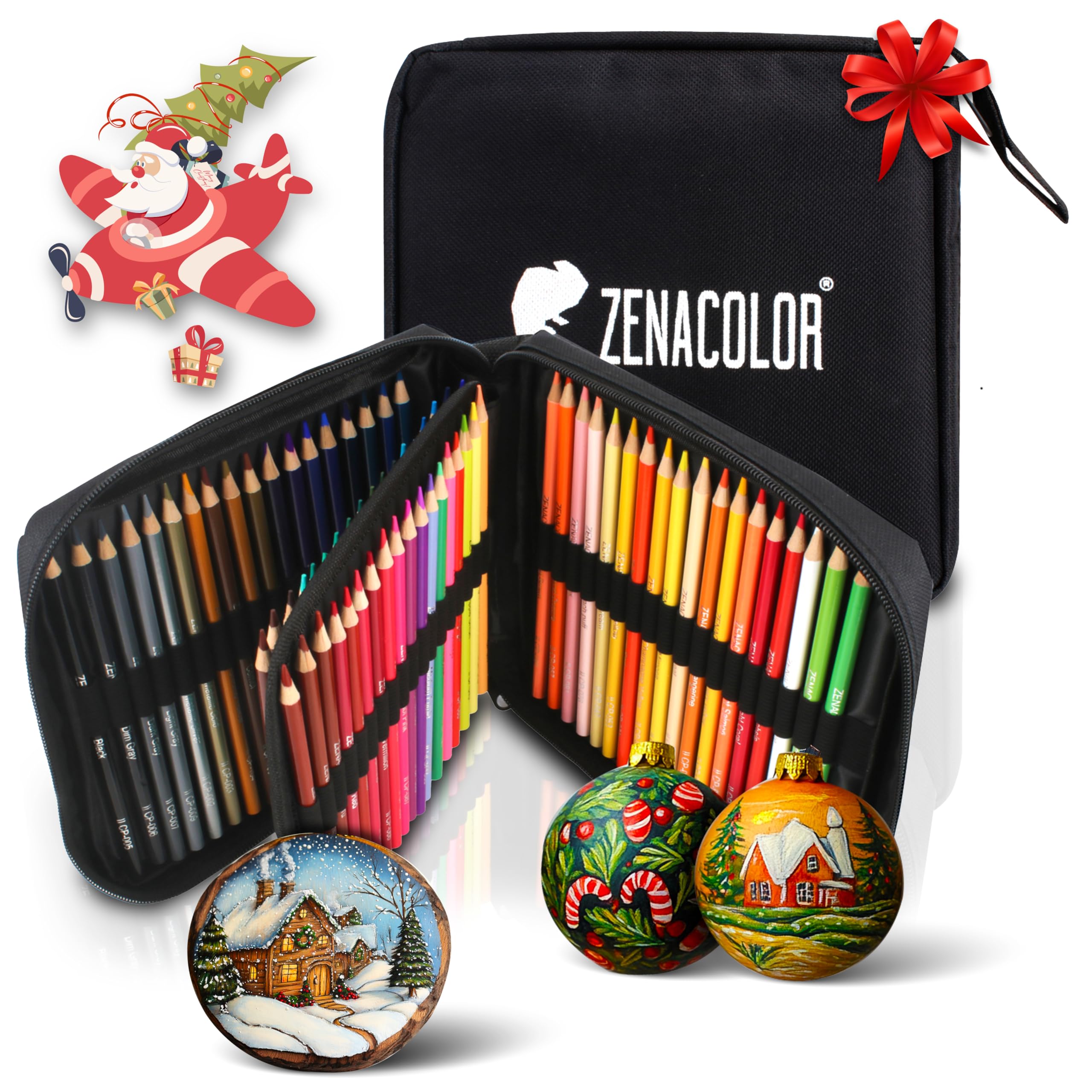 Zenacolor 72 - Lápiz de colores profesional, estuche de transporte, 72 lápices de colores, libro para colorear para niños y mandala, para adultos, lote de lápices de colores