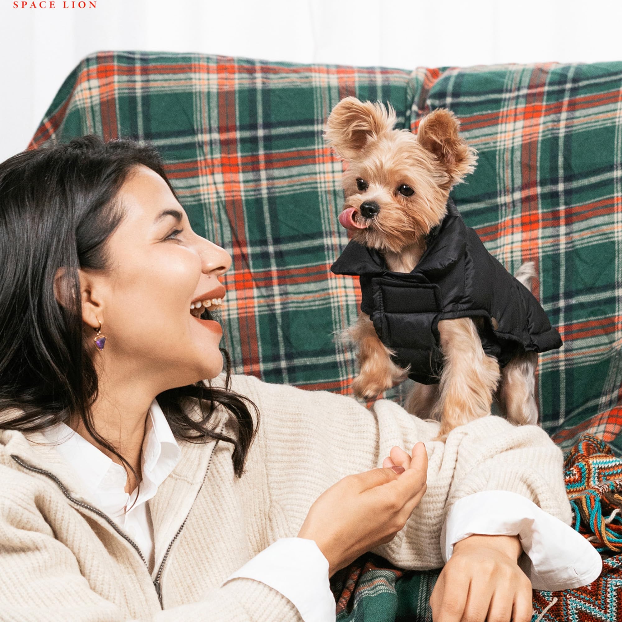SPACE LION Chaqueta acolchada para perro, abrigo de invierno de plumón, abrigo duradero para exteriores para condiciones frías y ventosas, abrigos ligeros y ajustables para perros medianos y grandes