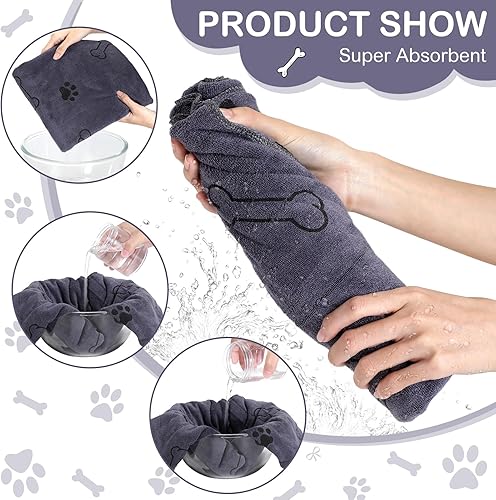 Miniatura 4 de 8 toallas a granel para perros y gatos, toallas para mascotas, toallas de microfibra de secado rápido con patas de perro, suministros de baño