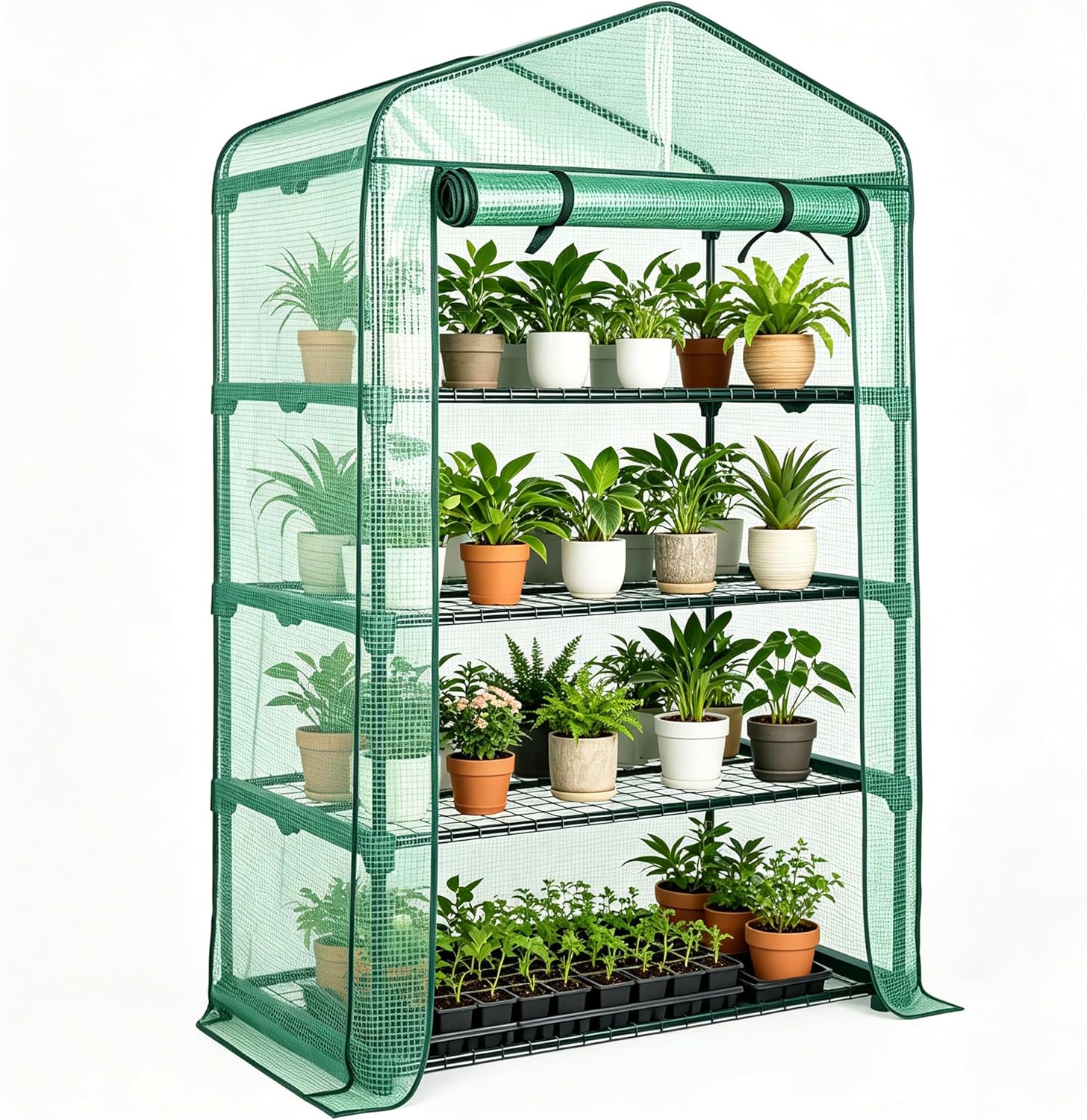 Worth Garden extra wide four tier mini greenhouse with green PE cover