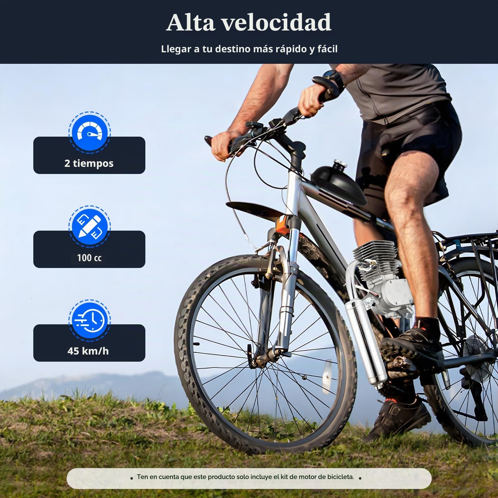 Kit de motor de gasolina para bicicleta, 2 tiempos, motorizado, motor auxiliar, 36 dientes, piñón motorizado, 100 cc